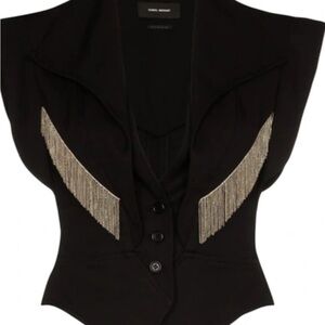 Isabel Marant Black Vest with Fringe Detail
